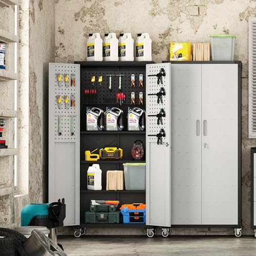 Metal Garage Storage Cabinet with Wheels Y1673