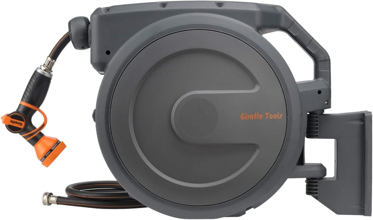 Retractable Wall Mounted Garden Hose Reel 1/2" 100ft with 9 Pattern Nozzle M645453