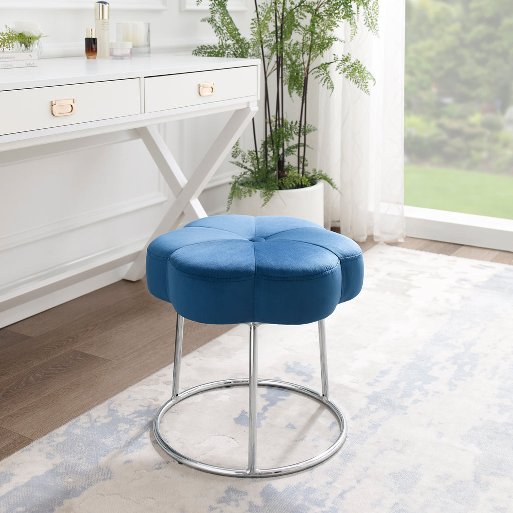 Navy Velvet Vanity Stool or Ottoman C75201