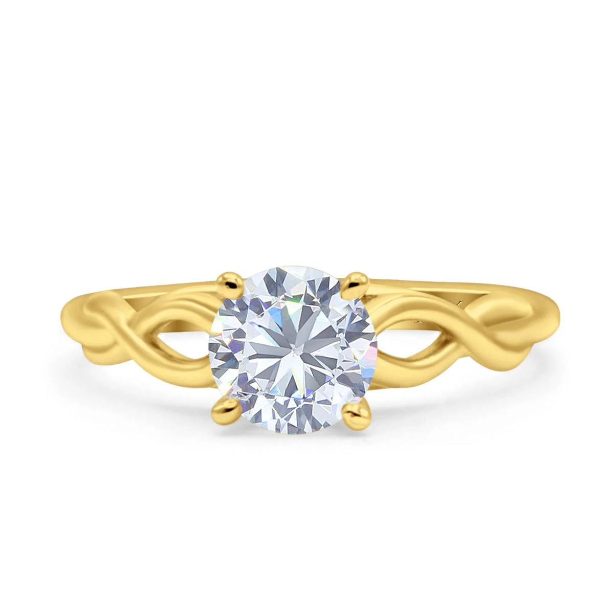 14K Gold Round Solitaire Celtic Ring Size 6 Z626