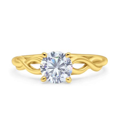 14K Gold Round Solitaire Celtic Ring Size 6 Z626