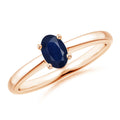 Oval Blue Sapphire Solitaire Ring 925 Sterling Silver A210654