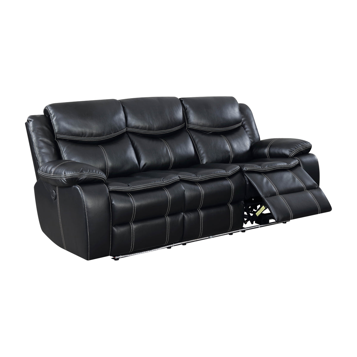 2-Piece Power Recliner Sofa and Loveseat Set in Black Faux Leather K4823