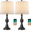Black Metal USB Table Lamp Set of 2 K7395