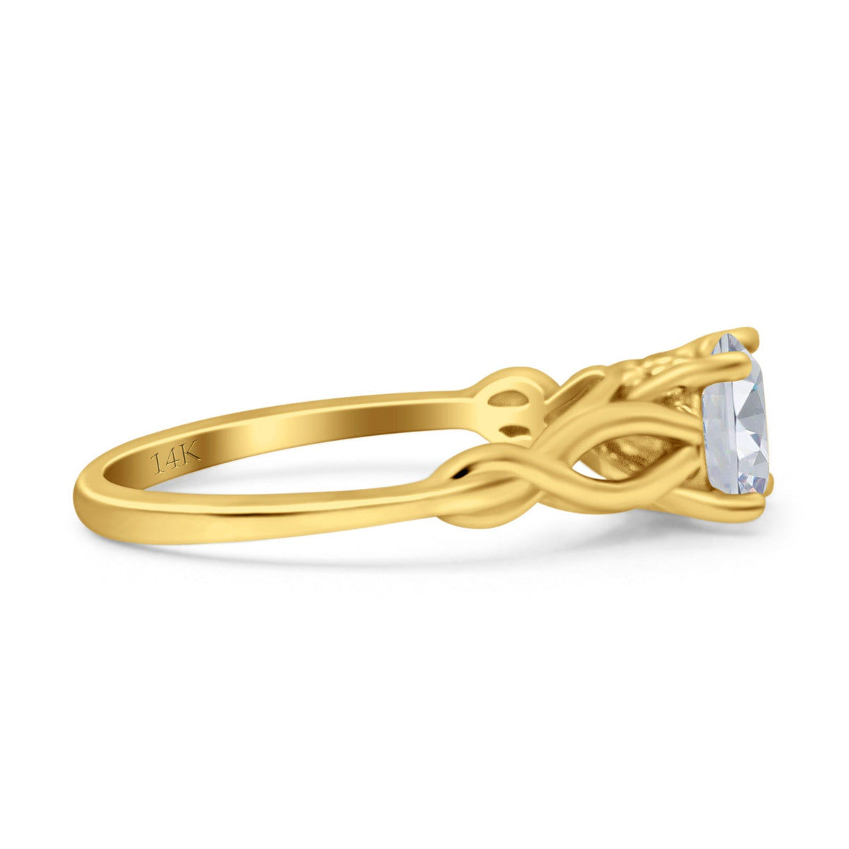 14K Gold Round Solitaire Celtic Ring Size 6 Z626