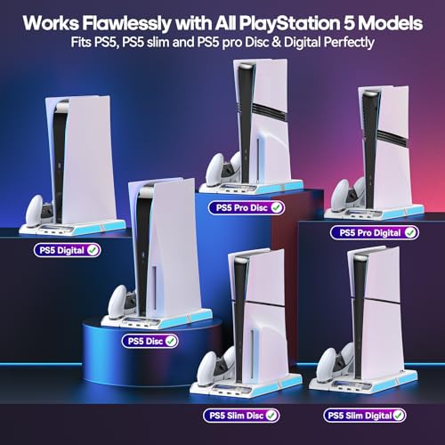 PS5 Cooling Station with 4-Level Fan and 9 RGB Modes P4908
