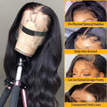 13×4 HD Front Lace Body Wave Human Hair Wig 180% Density Natural Color 26 inch R3615