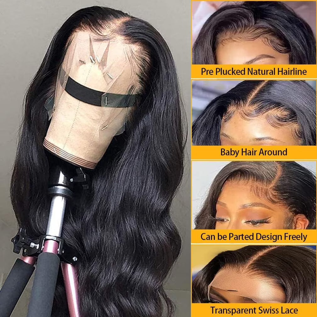 13×4 HD Front Lace Body Wave Human Hair Wig 180% Density Natural Color 26 inch R3615