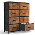 Brown 8 Fabric Drawer Dresser TV Stand C893548