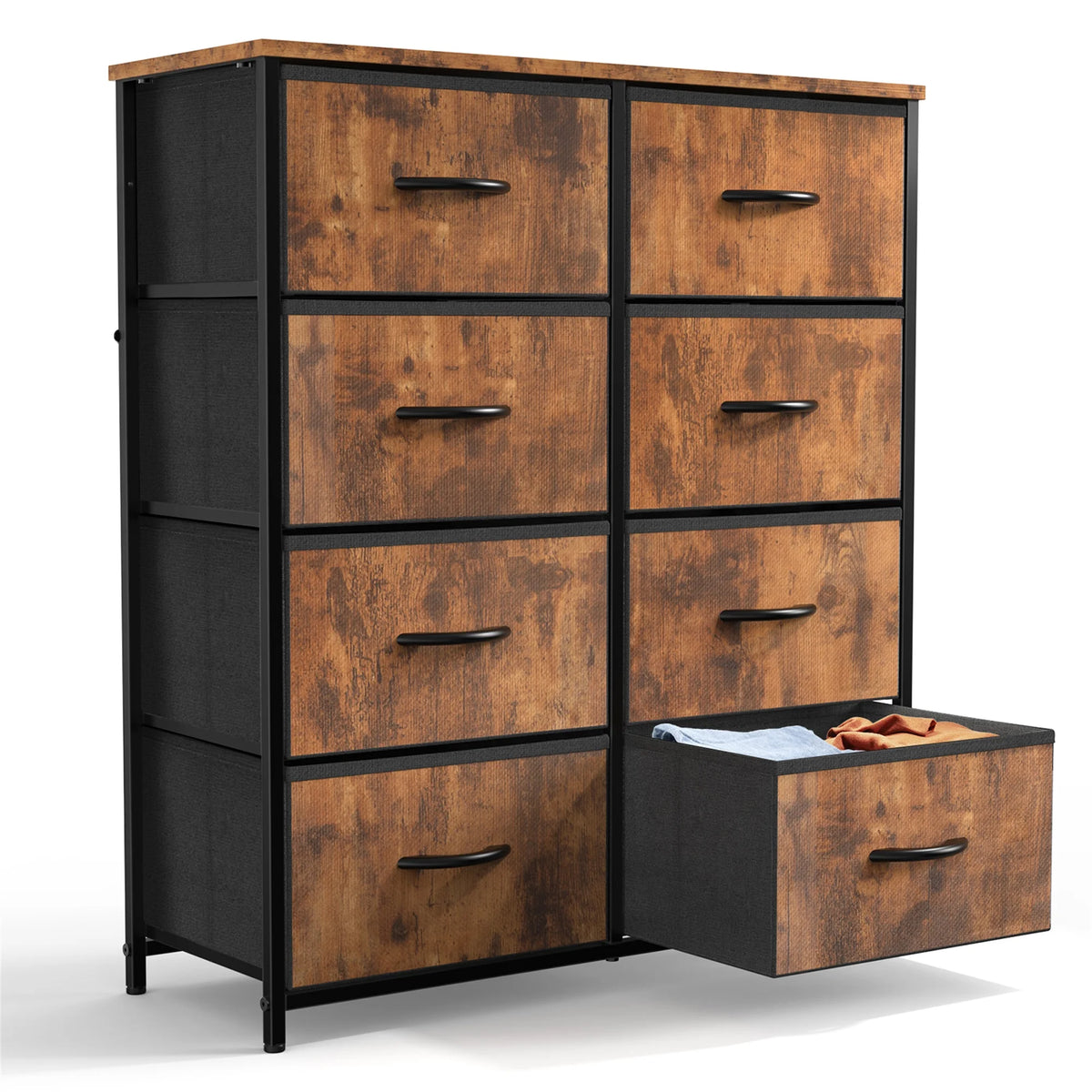 Brown 8 Fabric Drawer Dresser TV Stand C893548