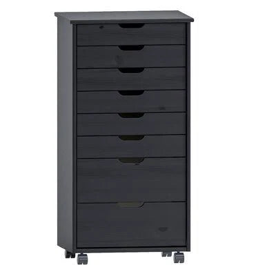 8 Drawer Rolling Storage Chest Black T356