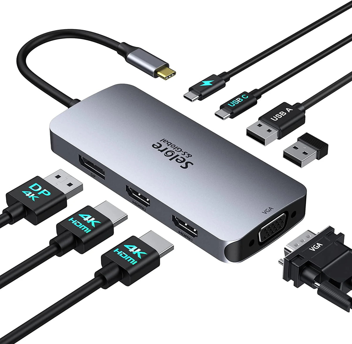 USB C Docking Station Dual Monitor 8-in-1 W9509