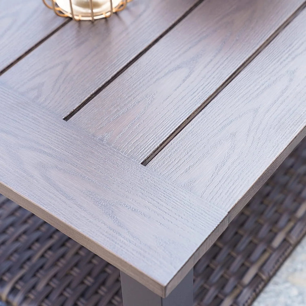 Outdoor Wicker Coffee Table with Aluminum Steel Frame, Brown V87063