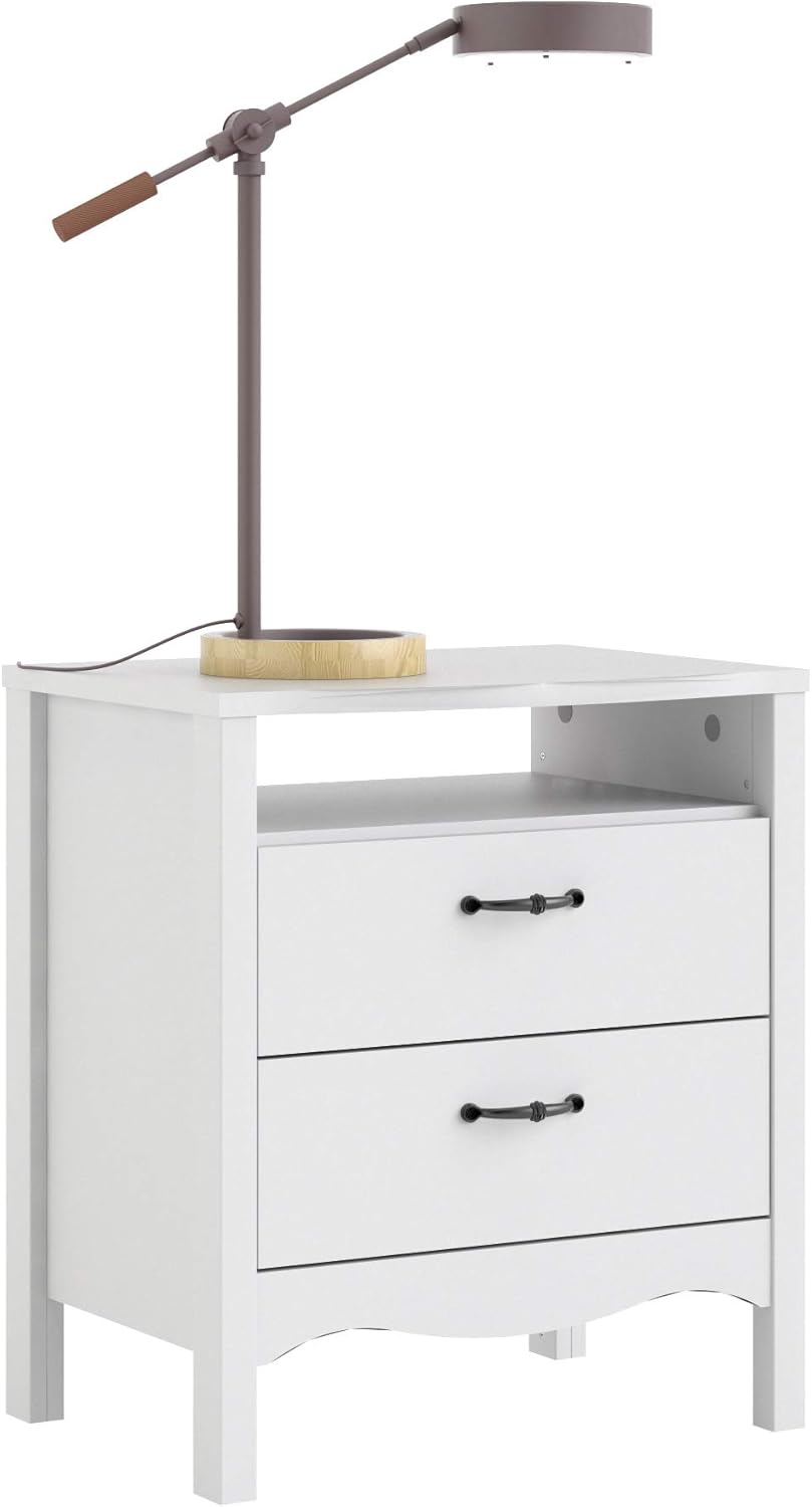 White 2 Drawer Nightstand T699