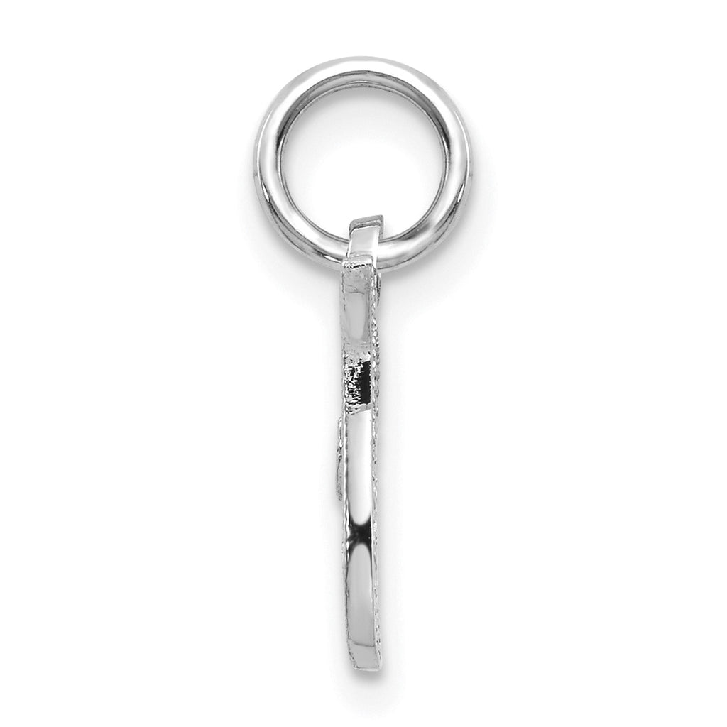 14K White Gold Polished Rhodium Plated Script Letter T Initial Pendant Charm U114