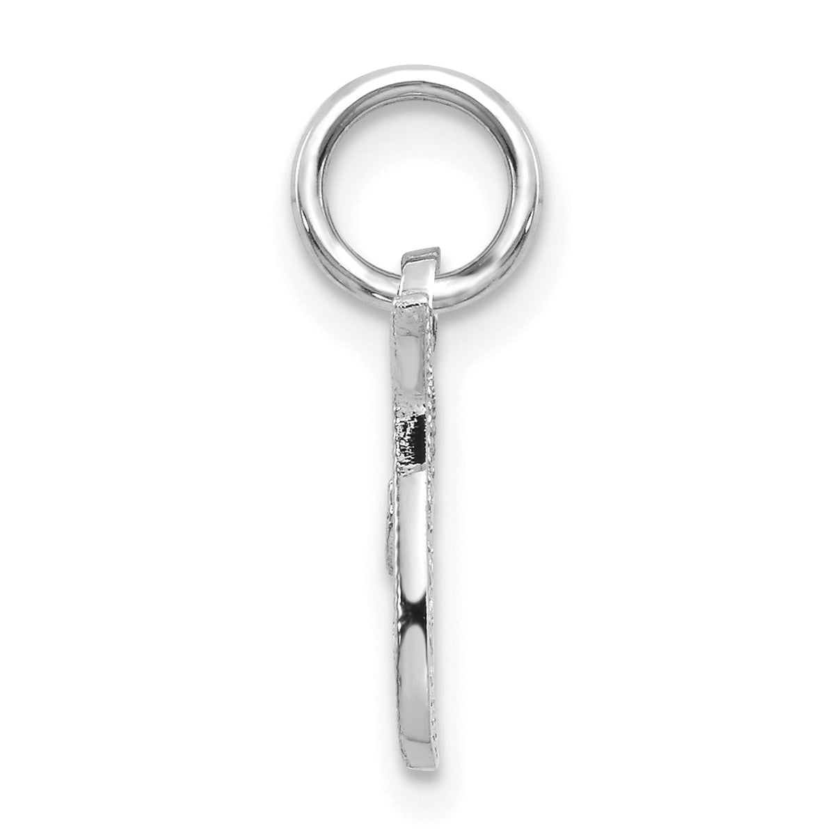 14K White Gold Polished Rhodium Plated Script Letter T Initial Pendant Charm U114