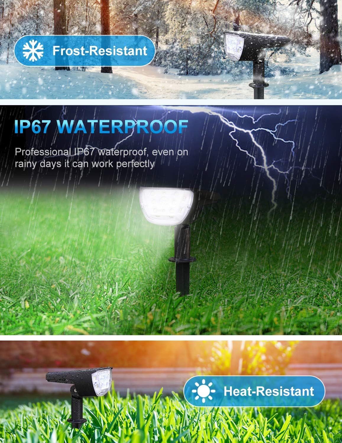 6 Pack IP67 Waterproof Solar Landscape Spotlights E556
