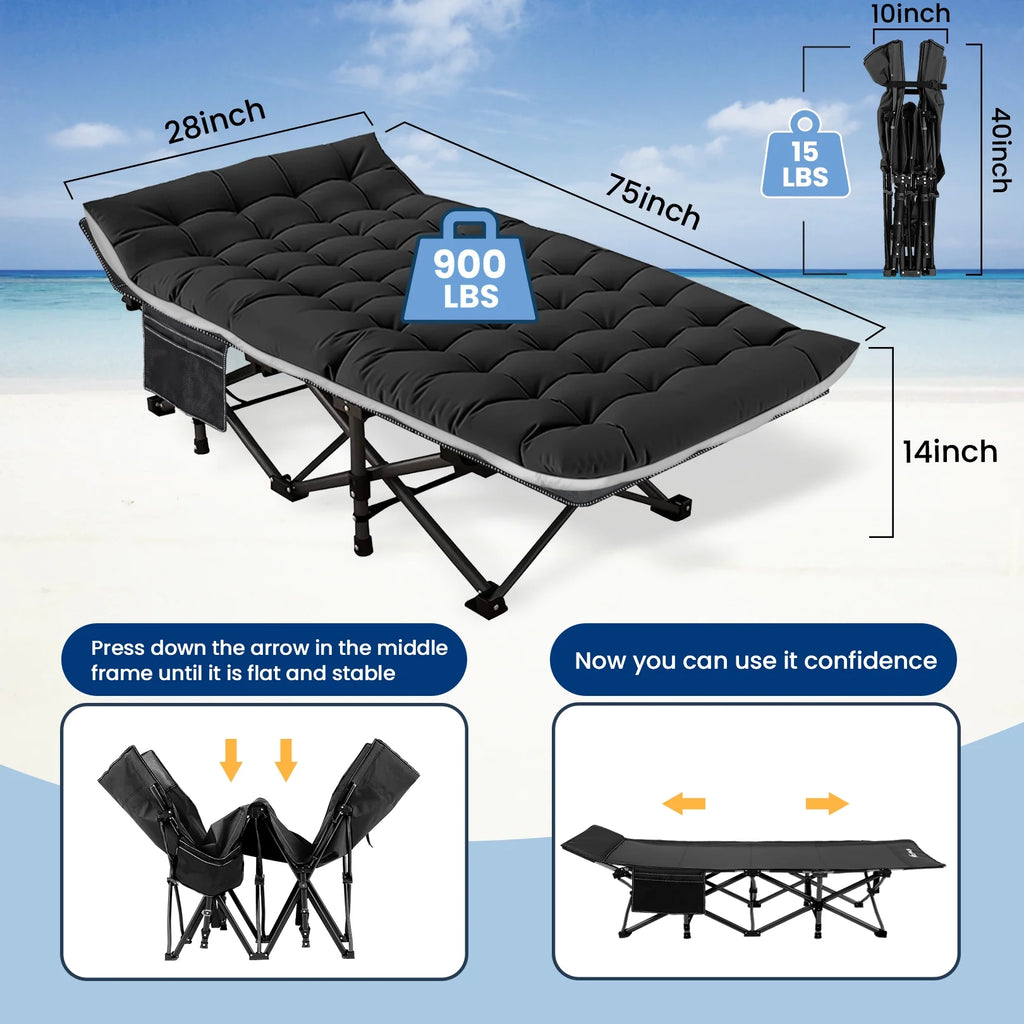 Portable Folding Bed with Removable Thick Mattress and Carry Bag Z33955