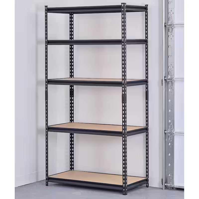 5-Tier Heavy Duty Steel Shelving Unit in Black P478