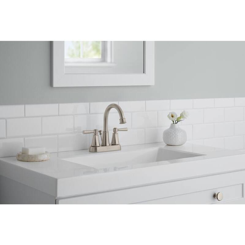 4 in. Centerset Double Handle High-Arc Bathroom Faucet in Brushed Nickel S9245