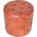 Tan Leather Pouf O1253