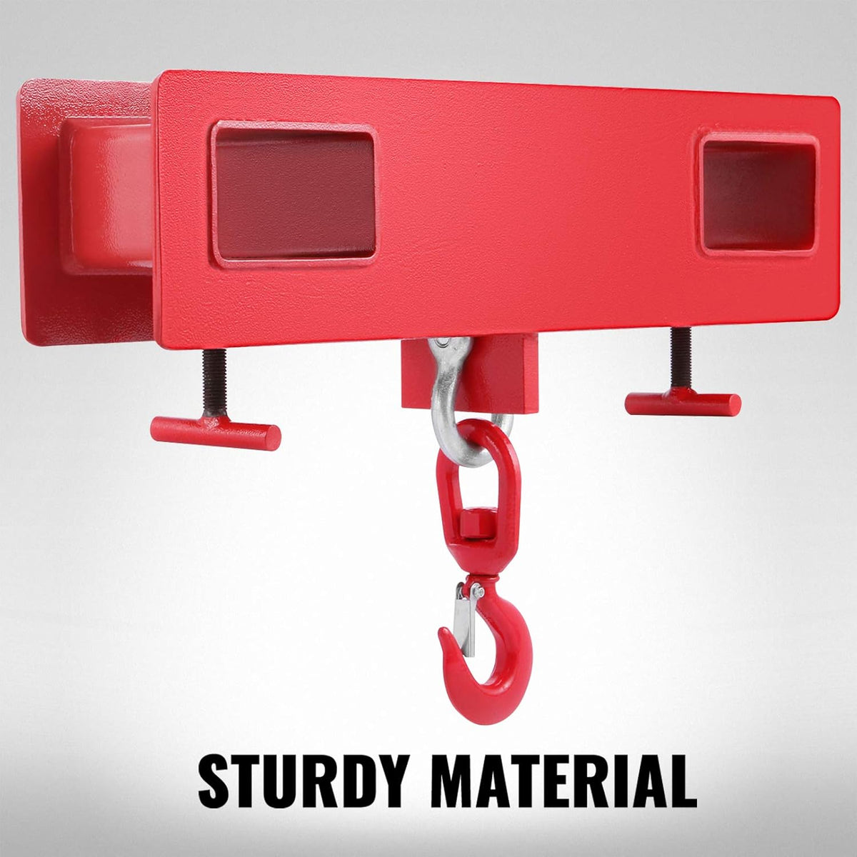 Forklift Lifting Hook, 4400lbs Capacity, Red, with Swivel Hook and Two Large T-Screws I313872