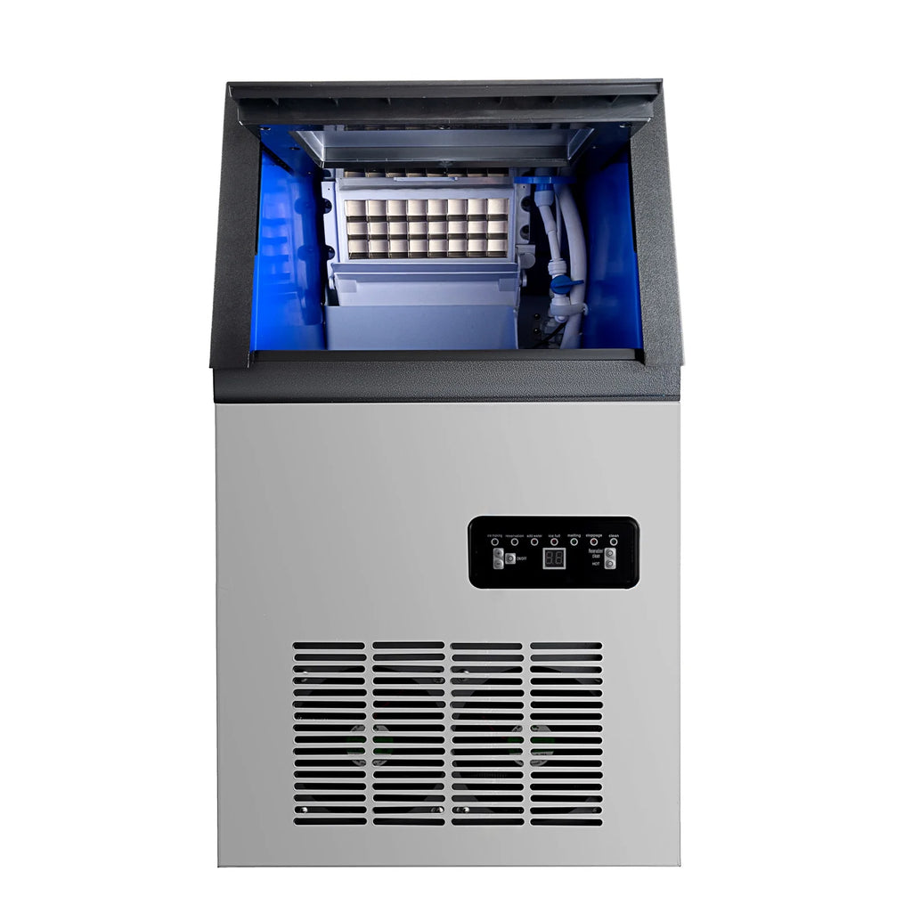 Commercial Ice Maker Machine, 132LBS/24H, Stainless Steel, 24LBS Storage, 40 Cubes W9811