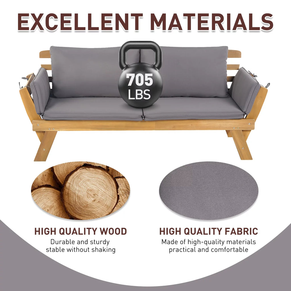 Gray Outdoor Couch Daybed with Cushion and Pillow N413868