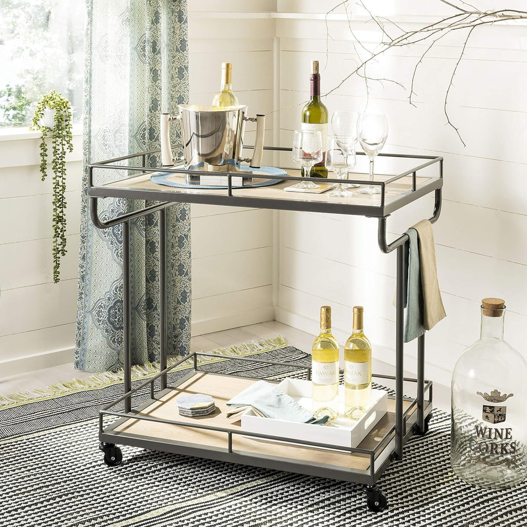 Rustic Oak/White Bar Cart M7255