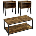 3-Piece Coffee Table & End Tables, Rustic Brown Wood R347333