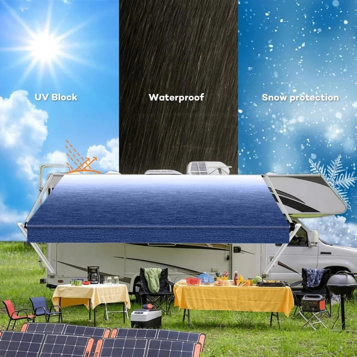 Blue Heavy Duty RV Awning Fabric Replacement 17' R113