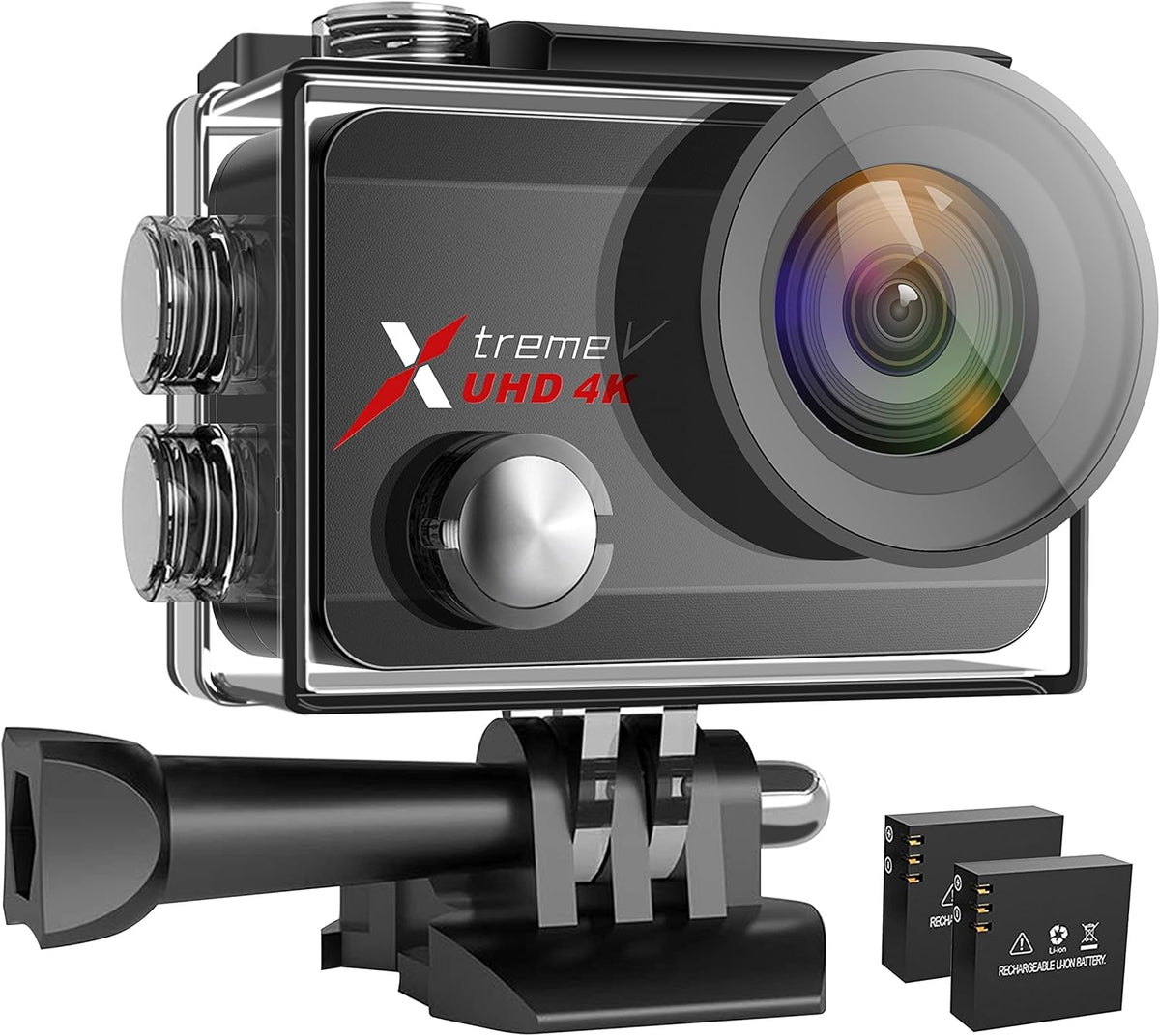 4K 60FPS 20MP Waterproof Action Camera with Touch Screen and 2 Batteries N778806