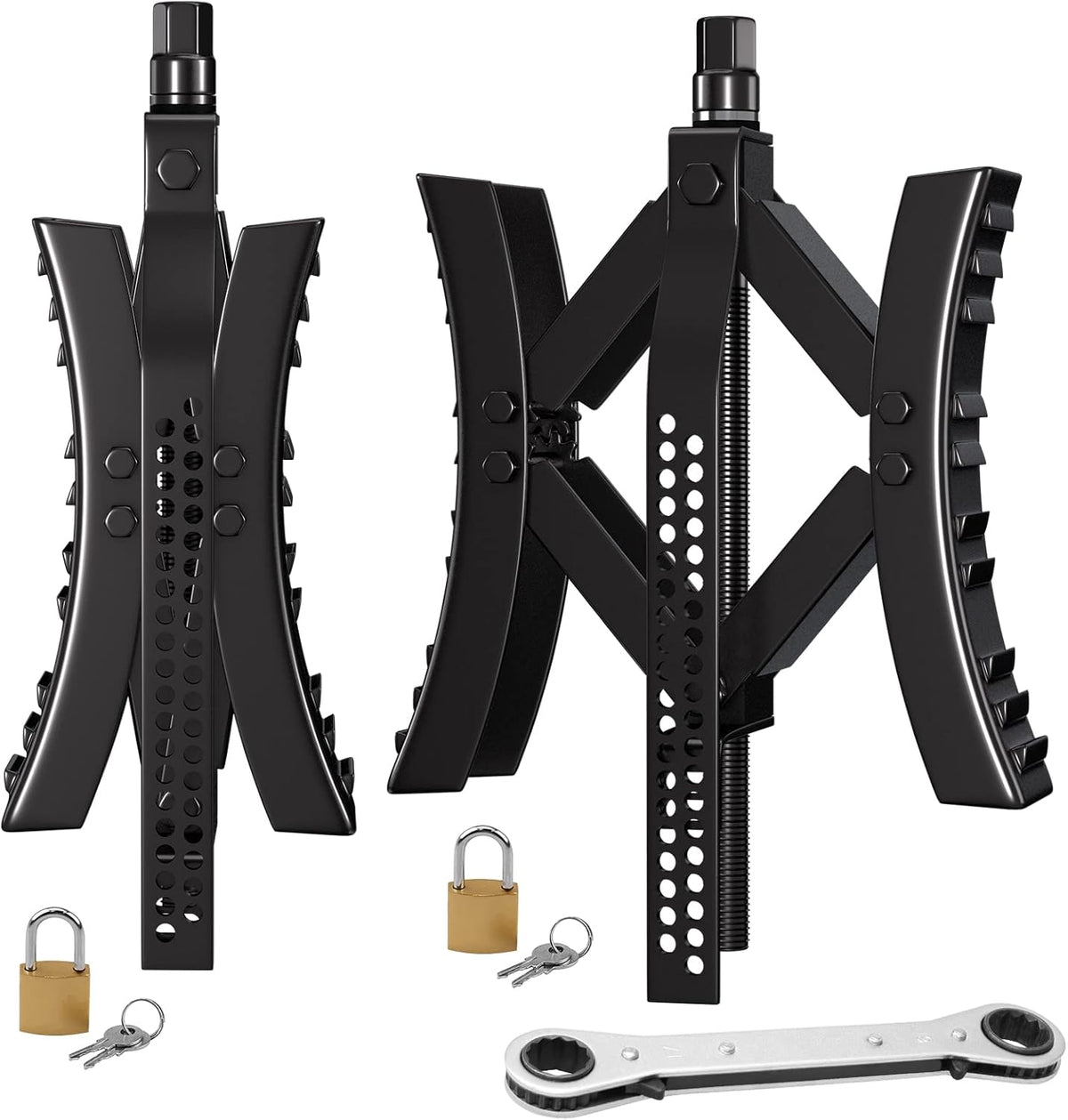Black Metal Wheel Chock Stabilizer 2 Packs G721231