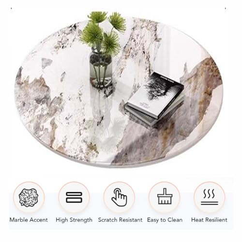 60/70/80cm Round Marble Dining Table with Metal Base H97548