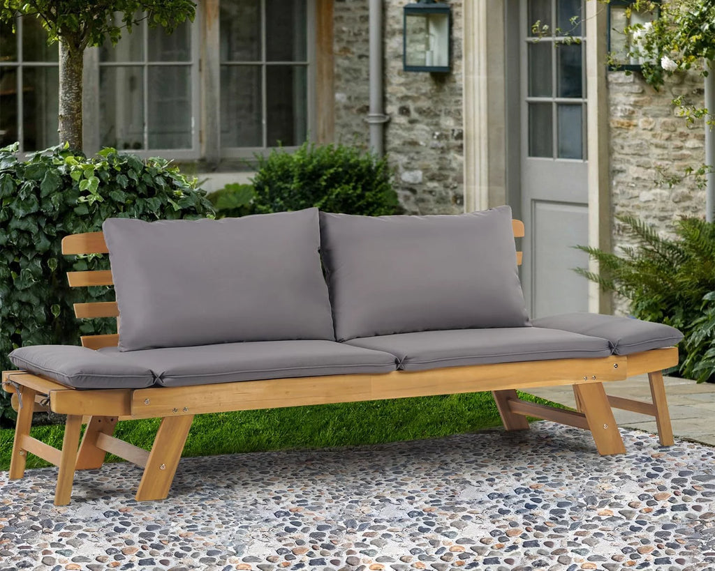 Gray Outdoor Couch Daybed with Cushion and Pillow N413868