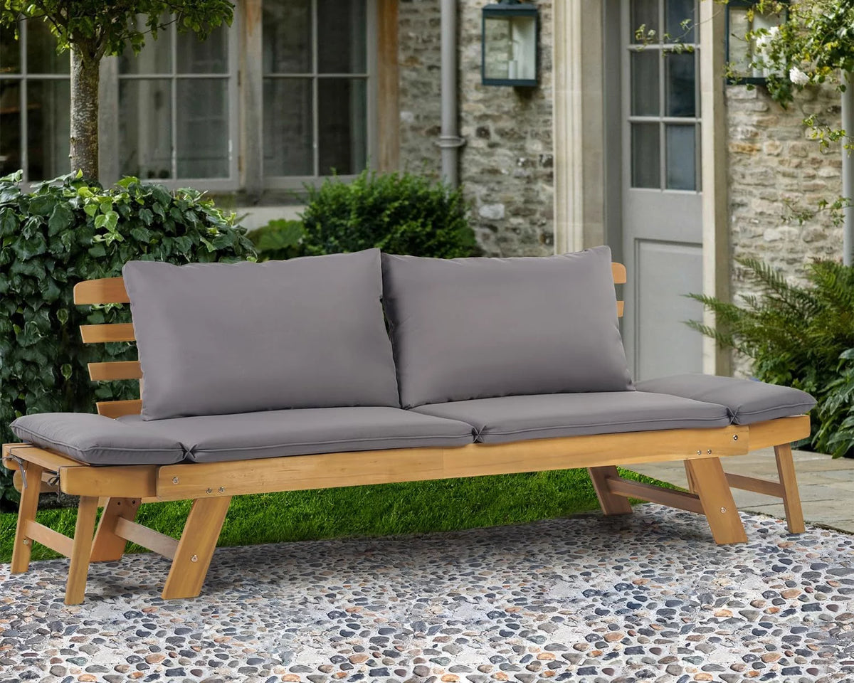 Gray Outdoor Couch Daybed with Cushion and Pillow N413868