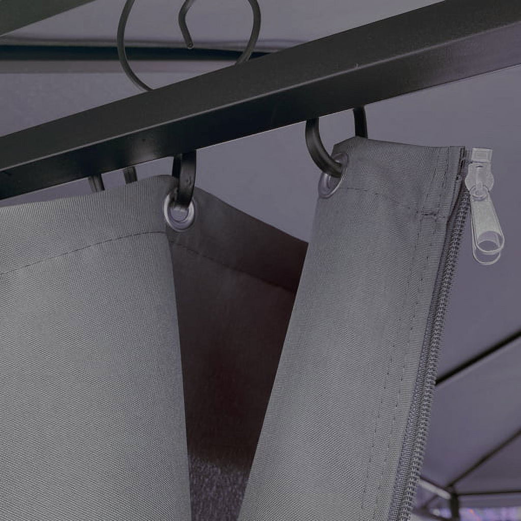 Gray Outdoor Patio Gazebo Tent With Curtains N772429