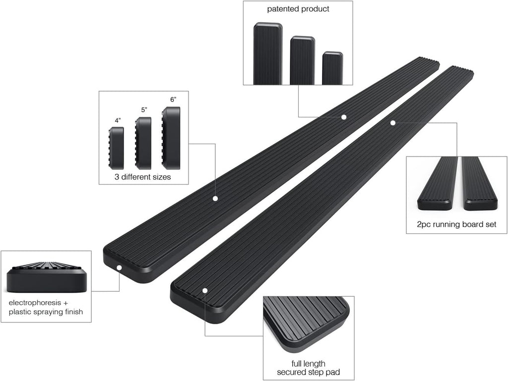 6in Black Running Boards K992