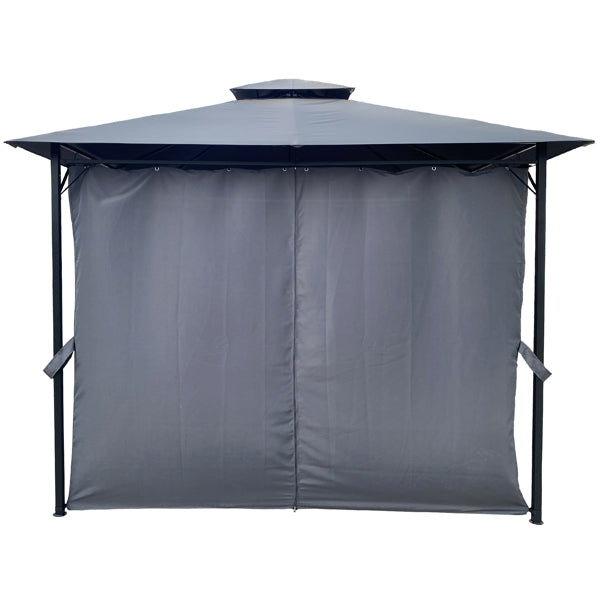 Gray Outdoor Patio Gazebo Tent With Curtains N772429