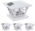 White 4 Pack Solar Powered Post Cap Light with 4x4 Base Adapter M4146