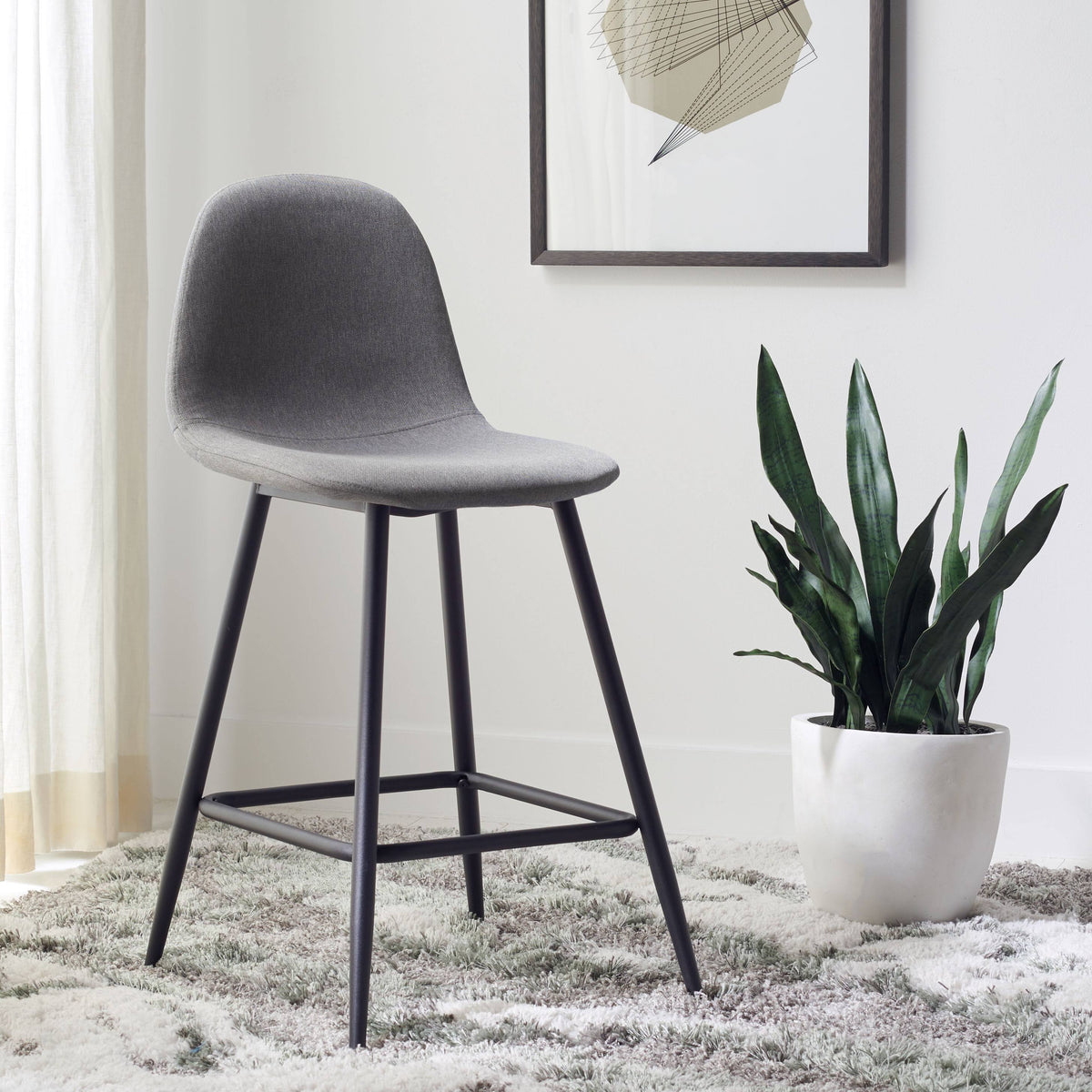 Dark Grey & Natural Counter Stool H989