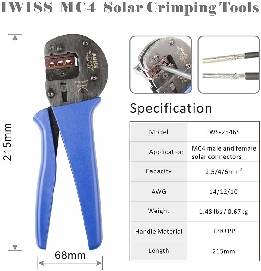 Solar Crimping Tool Kit with Wire Cutter, Wire Stripper and Solar Connector Spanners Pack of 2 T212495