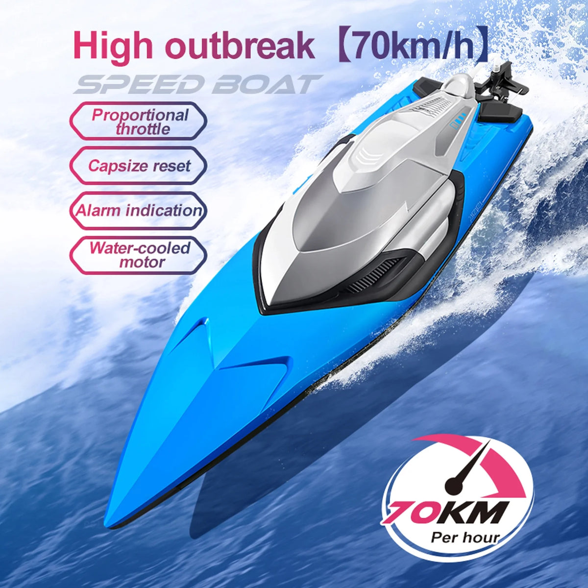 70kmh High Speed 2.4GHz RC Boat with 2 Battery U503435