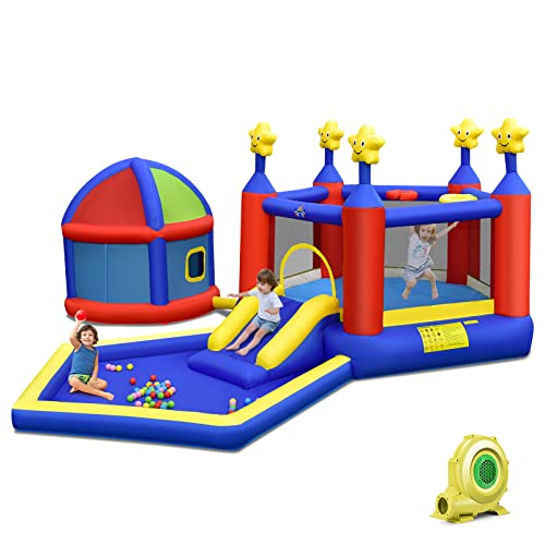Inflatable Bounce House with Basketball Hoops and Ball Pit Pool R24032