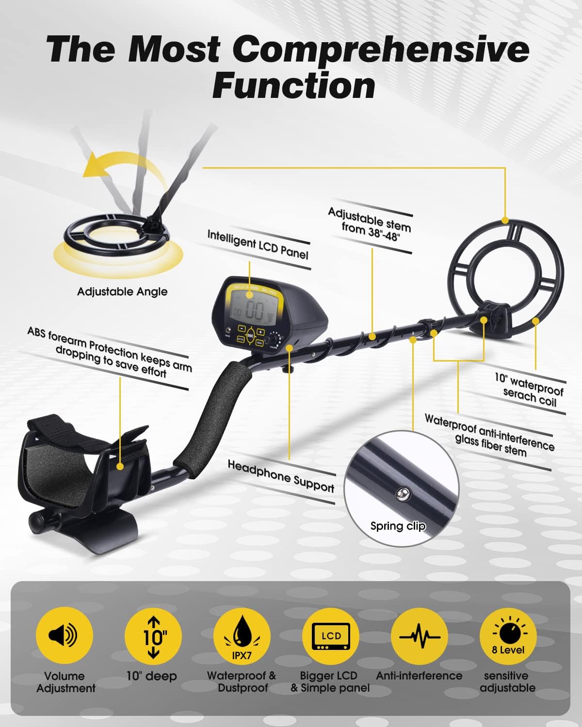 Waterproof Metal Detector with LCD Display and 10" Coil S98028