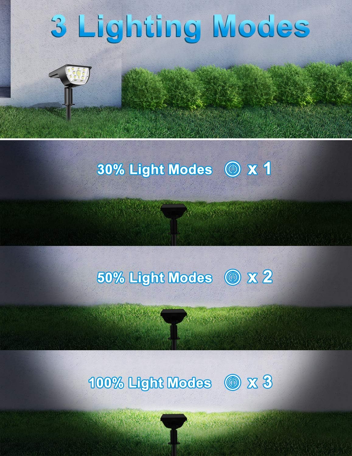 6 Pack IP67 Waterproof Solar Landscape Spotlights E556