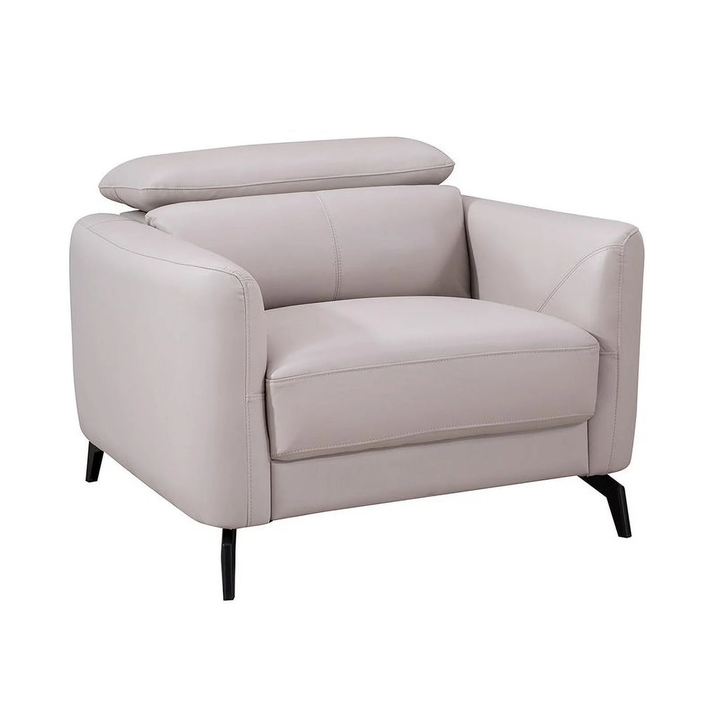 Genuine Leather Accent Chair in Light Gray H42239