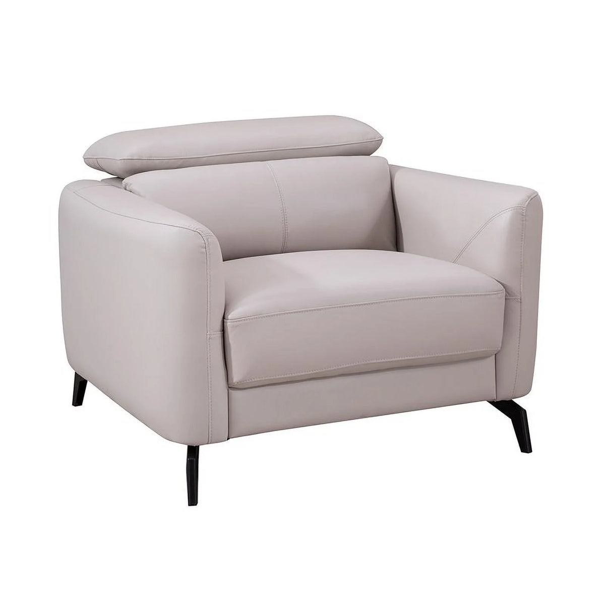 Genuine Leather Accent Chair in Light Gray H42239