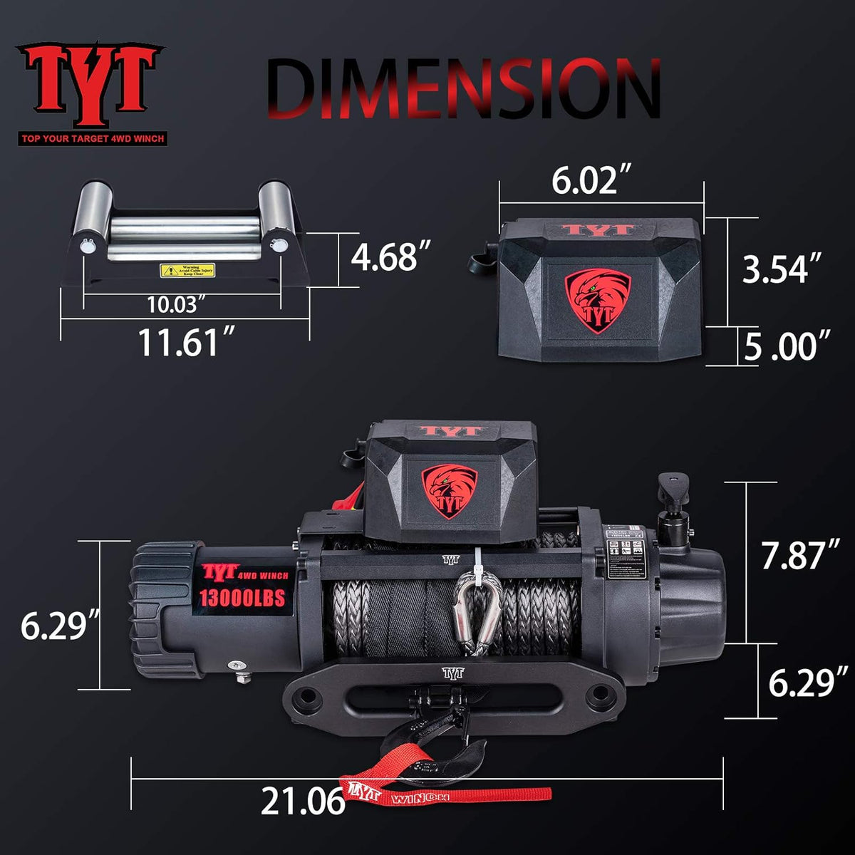 13000 lb. Waterproof Electric Winch with Synthetic Rope A929