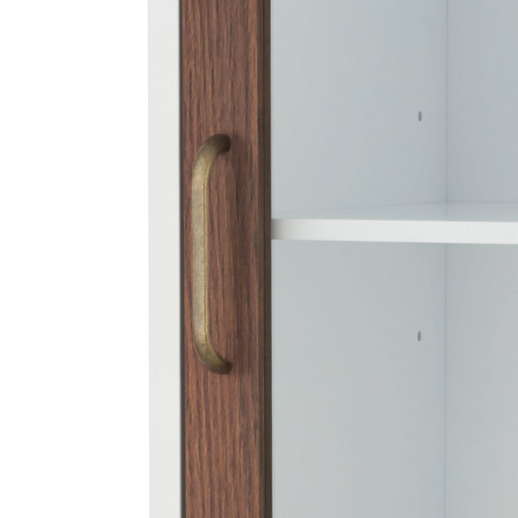 Walnut and White Wooden Linen Tower Cabinet J461062